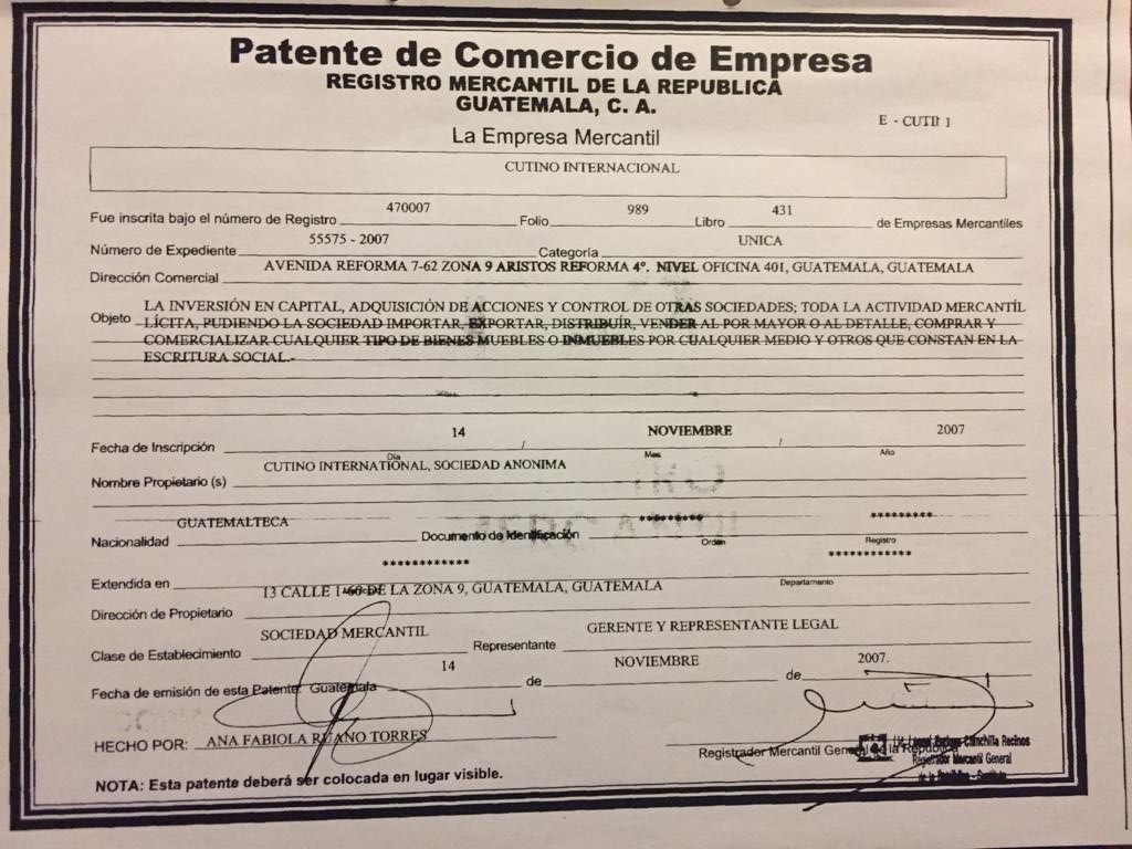 Patente de Cutino International