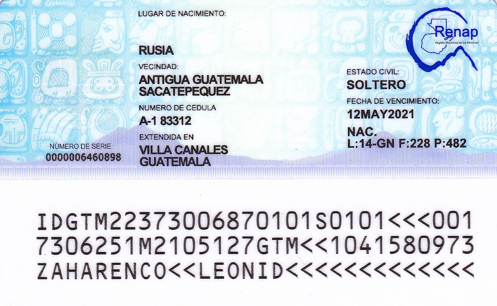 DPI issued by RENAP by way of Cutino International